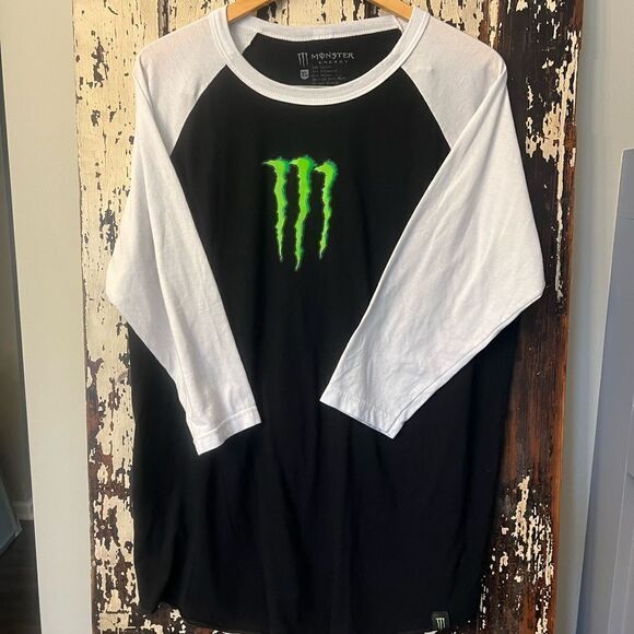 Monster Energy Drink Men’s bright Green Ringer Baseball L/S T-shirt. Men’s XL. - Picture 1 of 5